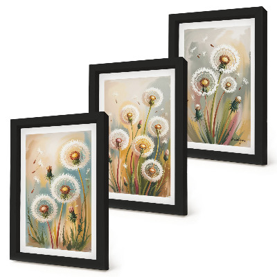 Gallery wall Paardenbloemen tegen een achtergrond van pastelkleurig gras.