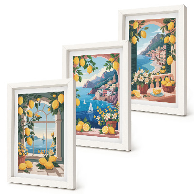 Gallery wall Raam met zeezicht en Italiaanse citroenen