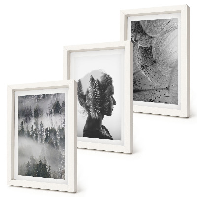 Gallery wall Bos in de mist, portret met bomen, delicate paardenbloem