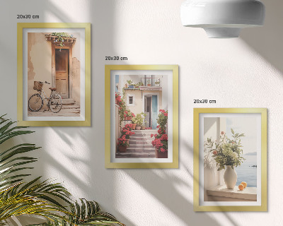 Gallery wall Sfeervolle straatjes langs de kust met bloemen en fietsen.