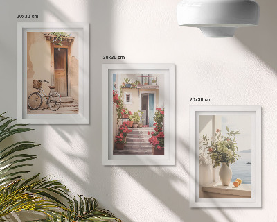 Gallery wall Sfeervolle straatjes langs de kust met bloemen en fietsen.