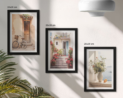 Gallery wall Sfeervolle straatjes langs de kust met bloemen en fietsen.
