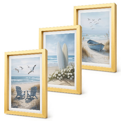 Gallery wall Strand met surfplanken, boten en vogels