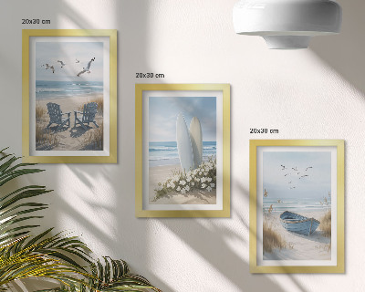 Gallery wall Strand met surfplanken, boten en vogels