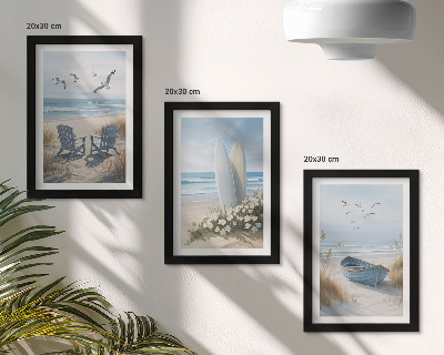 Gallery wall Strand met surfplanken, boten en vogels