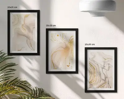 Set van ingelijste schilderijen met subtiele abstracte patronen van gemorste verf