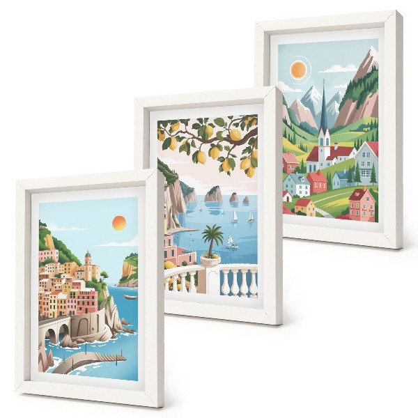Gallery wall Schilderachtige landschappen met zee en citrusvruchten