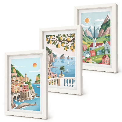 Gallery wall Schilderachtige landschappen met zee en citrusvruchten
