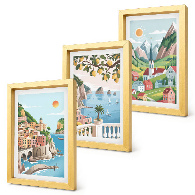 Gallery wall Schilderachtige landschappen met zee en citrusvruchten