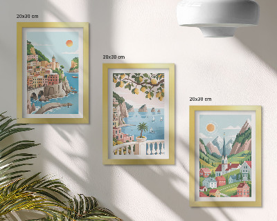 Gallery wall Schilderachtige landschappen met zee en citrusvruchten