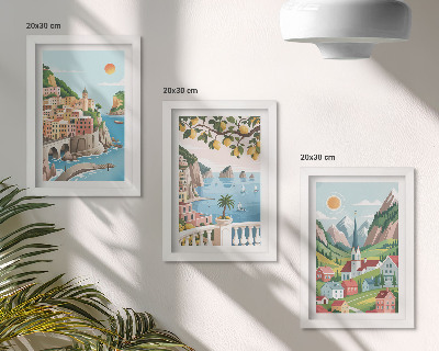 Gallery wall Schilderachtige landschappen met zee en citrusvruchten