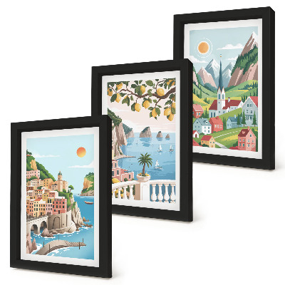 Gallery wall Schilderachtige landschappen met zee en citrusvruchten