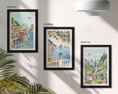 Gallery wall Schilderachtige landschappen met zee en citrusvruchten