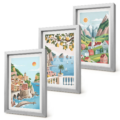 Gallery wall Schilderachtige landschappen met zee en citrusvruchten