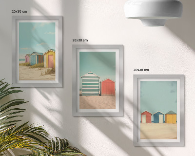 Gallery wall Kleurrijke strandhuisjes in de zomerzon.
