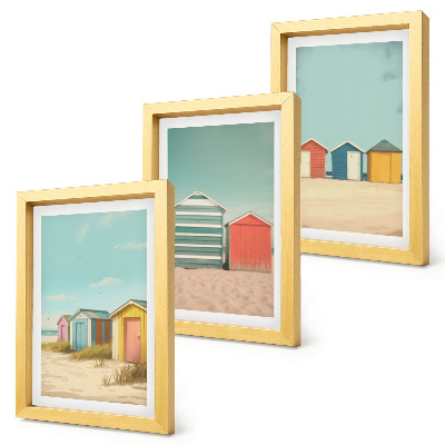 Gallery wall Kleurrijke strandhuisjes in de zomerzon.