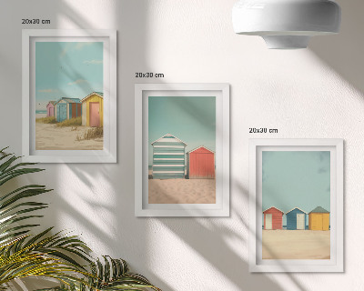 Gallery wall Kleurrijke strandhuisjes in de zomerzon.