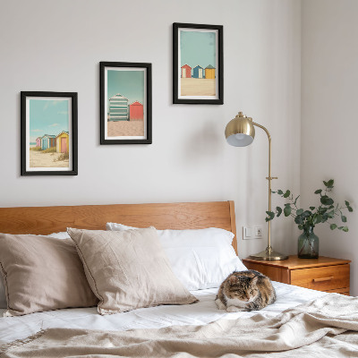 Gallery wall Kleurrijke strandhuisjes in de zomerzon.
