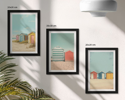 Gallery wall Kleurrijke strandhuisjes in de zomerzon.