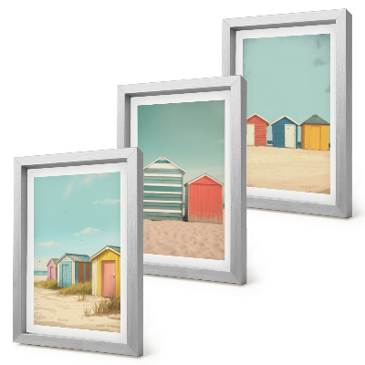 Gallery wall Kleurrijke strandhuisjes in de zomerzon.