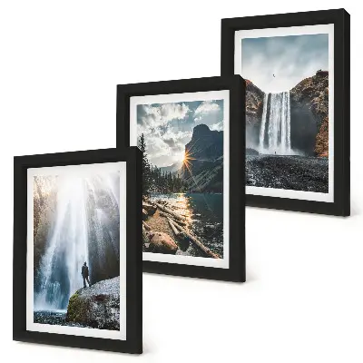 Gallery wall met watervallen in de bergen en prachtige natuurlijke landschappen