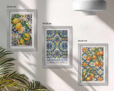 Gallery wall Citroen- en sinaasappelbloesems in kleurrijke patronen