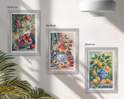 Gallery wall Geschilderde bloemen en fruit in vazen
