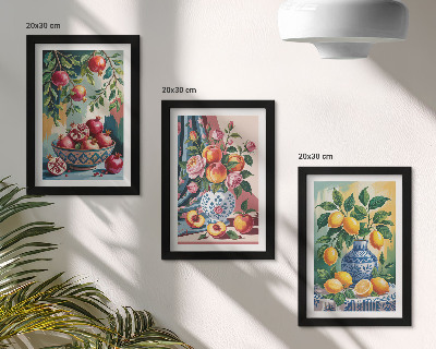 Gallery wall Geschilderde bloemen en fruit in vazen