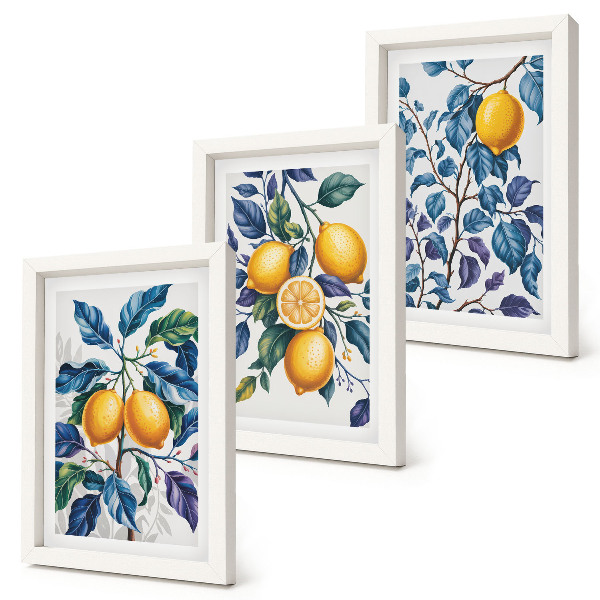 Gallery wall Citroenen aan takken met blauwe bladeren