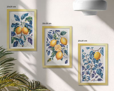 Gallery wall Citroenen aan takken met blauwe bladeren