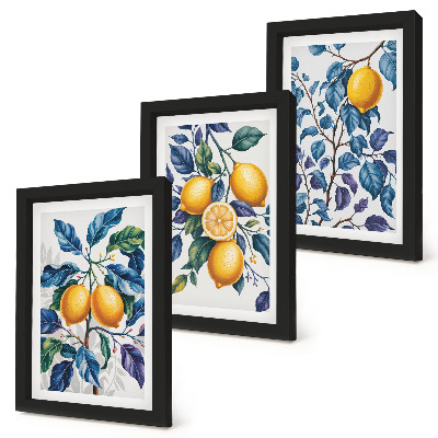 Gallery wall Citroenen aan takken met blauwe bladeren