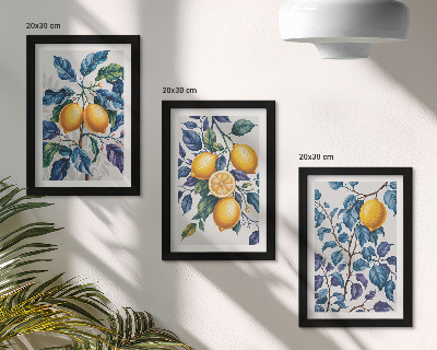 Gallery wall Citroenen aan takken met blauwe bladeren