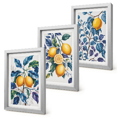 Gallery wall Citroenen aan takken met blauwe bladeren