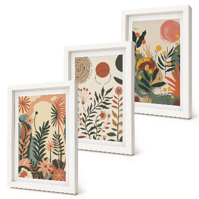 Set van ingelijste schilderijen Vintage plantenpatronen in pasteltinten