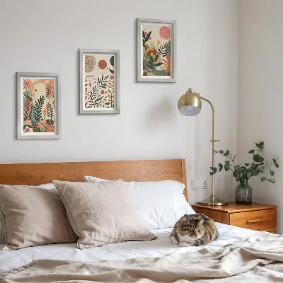 Set ingelijste schilderijen met vintage plantenpatronen in pasteltinten