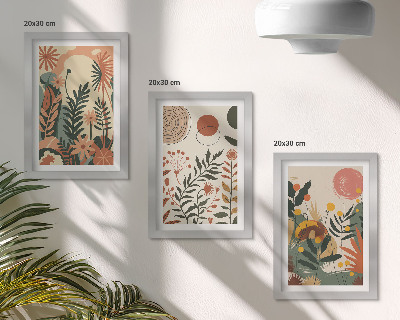 Set van ingelijste schilderijen Vintage plantenpatronen in pasteltinten