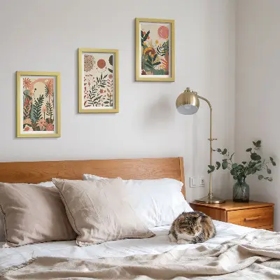 Set ingelijste schilderijen met vintage plantenpatronen in pasteltinten