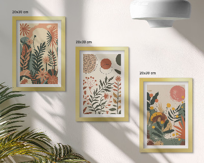Set van ingelijste schilderijen Vintage plantenpatronen in pasteltinten