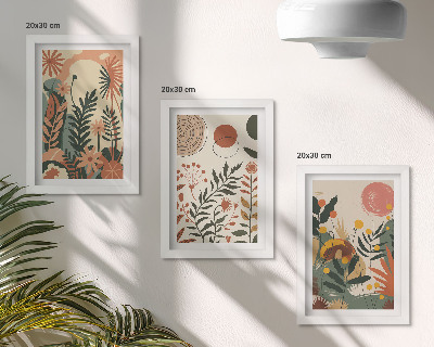 Set van ingelijste schilderijen Vintage plantenpatronen in pasteltinten