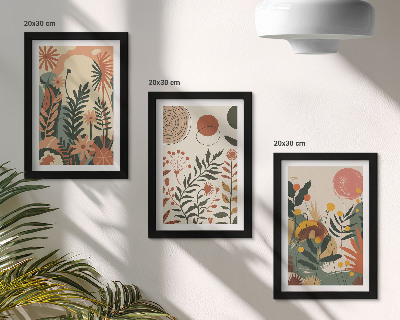 Set van ingelijste schilderijen Vintage plantenpatronen in pasteltinten