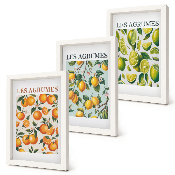 Gallery wall Fruitige citruspatronen in pastelkleuren