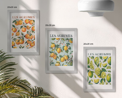 Gallery wall Fruitige citruspatronen in pastelkleuren