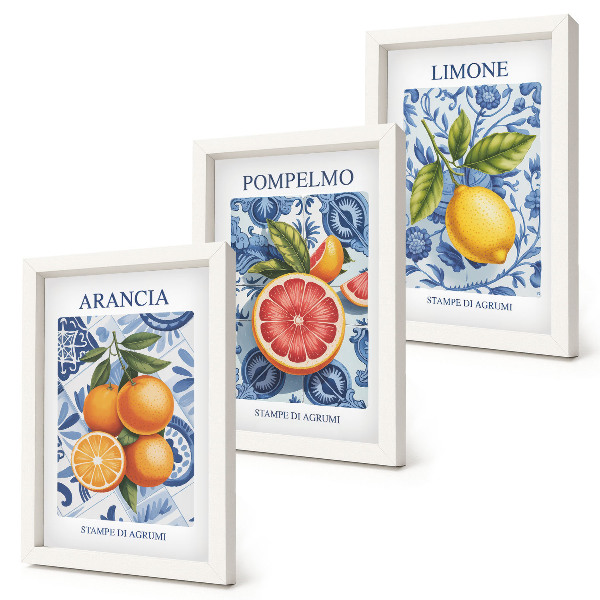 Gallery wall Vintage illustraties van citrusvruchten