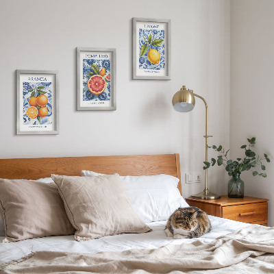 Gallery wall Vintage illustraties van citrusvruchten