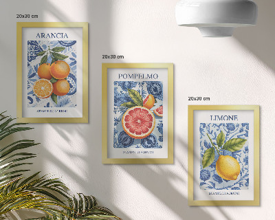 Gallery wall Vintage illustraties van citrusvruchten