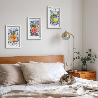 Gallery wall Vintage illustraties van citrusvruchten