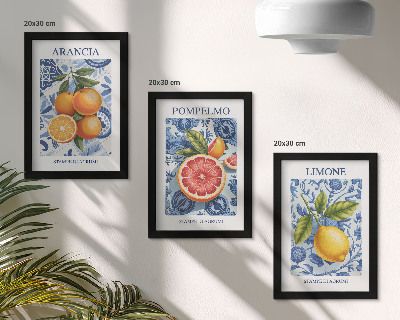 Gallery wall Vintage illustraties van citrusvruchten