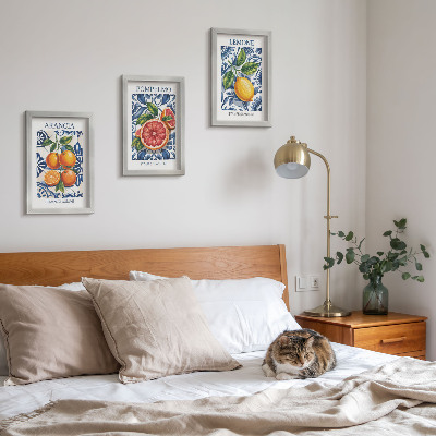 Set van ingelijste schilderijen Modeposters met citrusvruchten in Italiaanse stijl