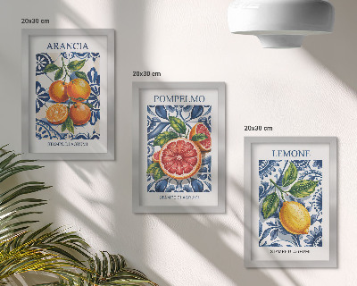 Set van ingelijste schilderijen Modeposters met citrusvruchten in Italiaanse stijl