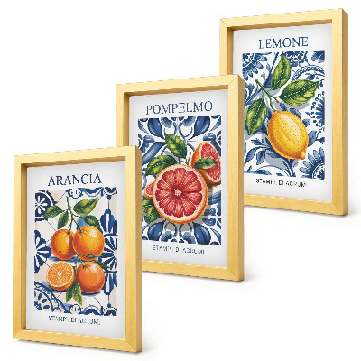 Set van ingelijste schilderijen Modeposters met citrusvruchten in Italiaanse stijl
